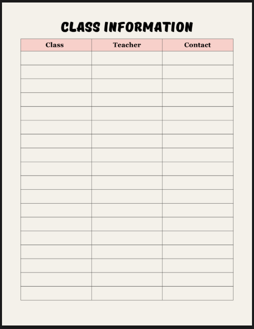 Back to School Planner