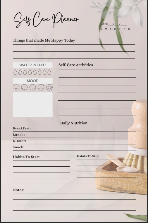 Teacher Self Care Planner