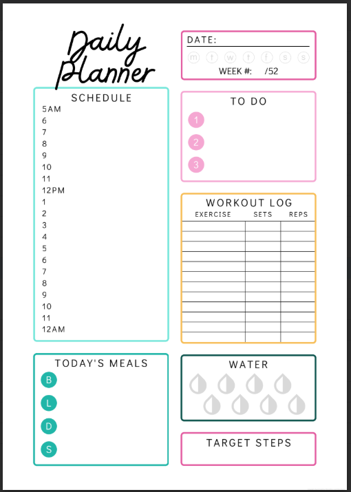 Teacher Health and Fitness Planner