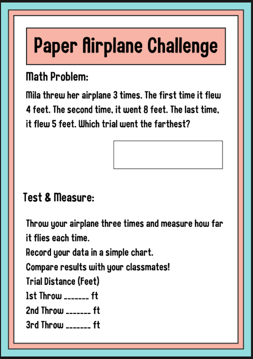 Stream Challenge Task Building a Paper Airplane