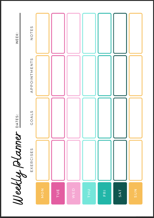 Teacher Health and Fitness Planner