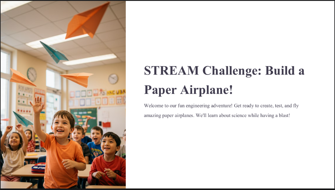 Stream Challenge Task Building a Paper Airplane