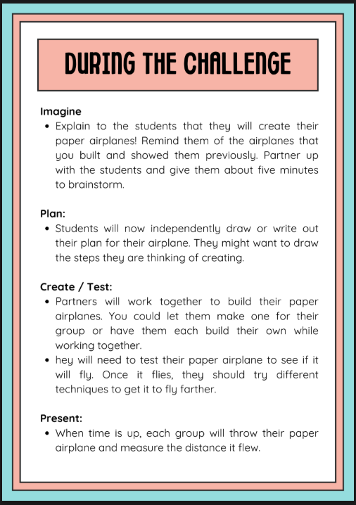 Stream Challenge Task Building a Paper Airplane