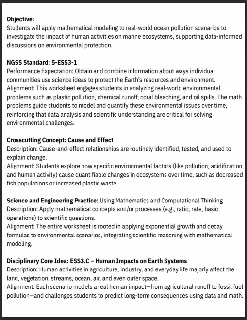 NGSS Ocean Pollutions